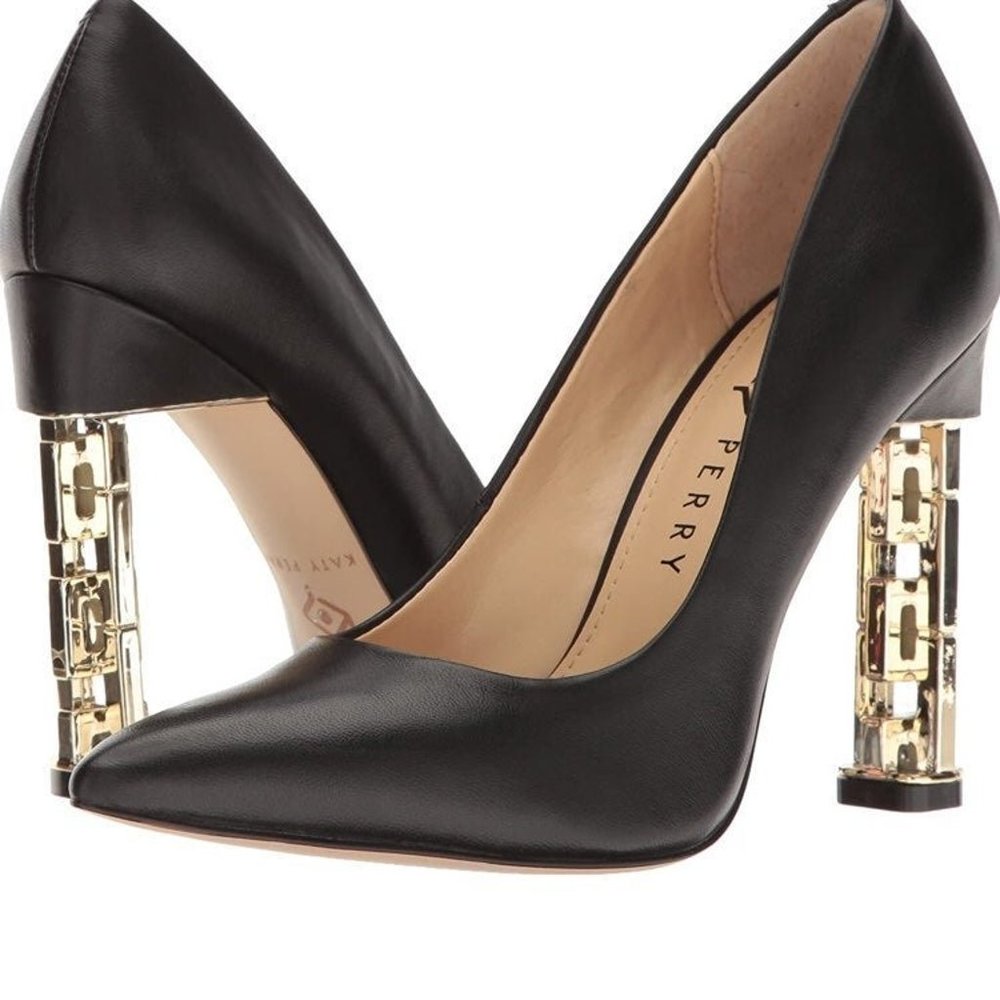 Katy Perry Suzzie Chain Heel Black Pumps
